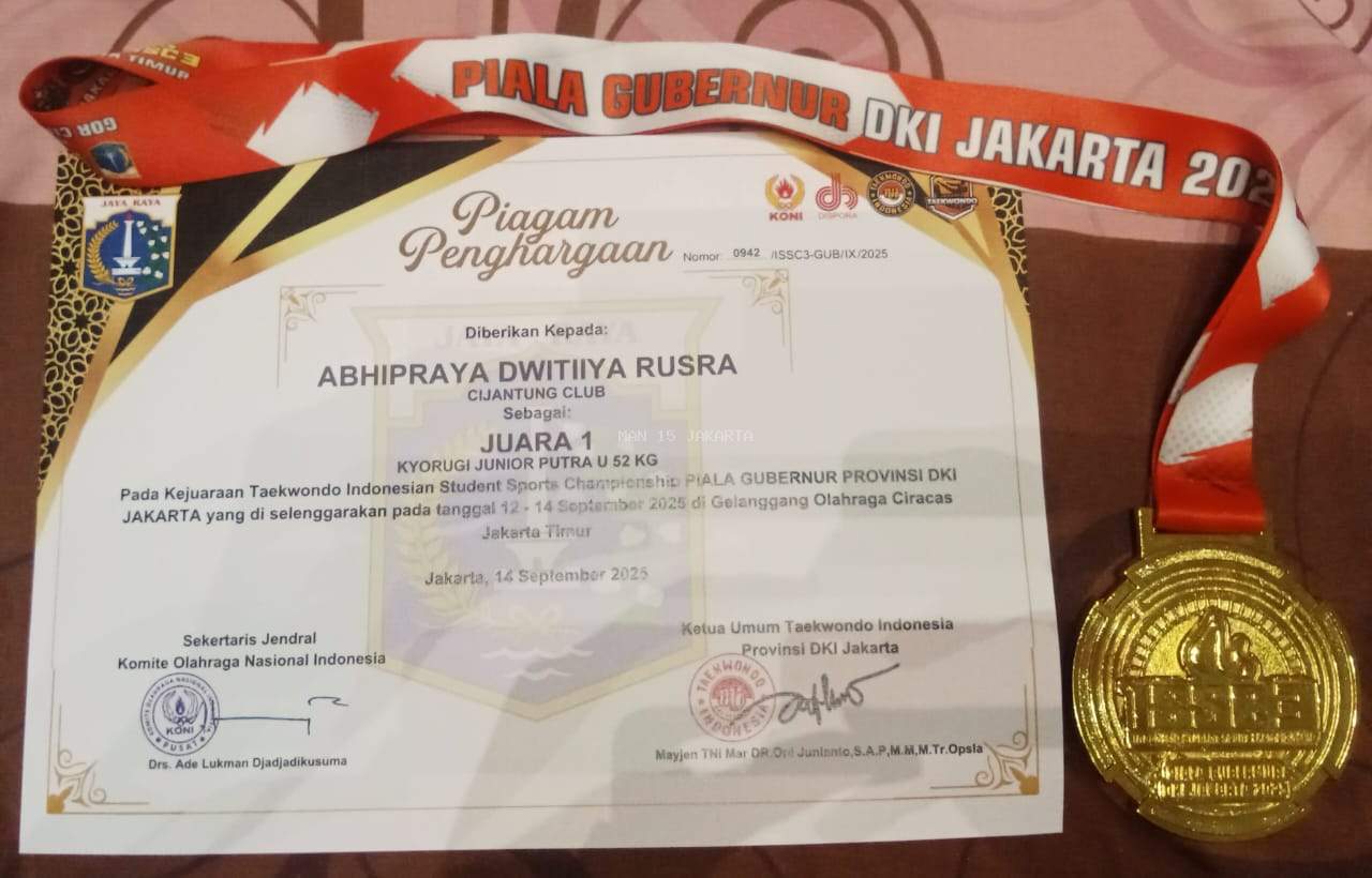 Juara 1 Taekwondo kejuaraan Gubernur